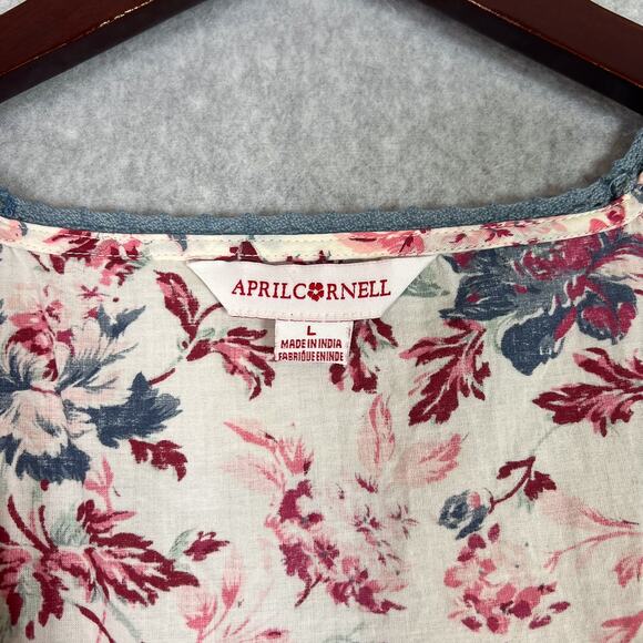 April Cornell Floral Square Neck Ruffle Sleeve Midi Dress Size Large - Picture 10 of 11